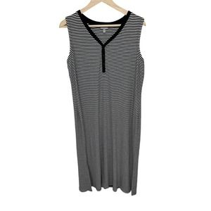 T by Talbots Black White Striped Knit Sleeveless Dress Size 1x Casual Soft